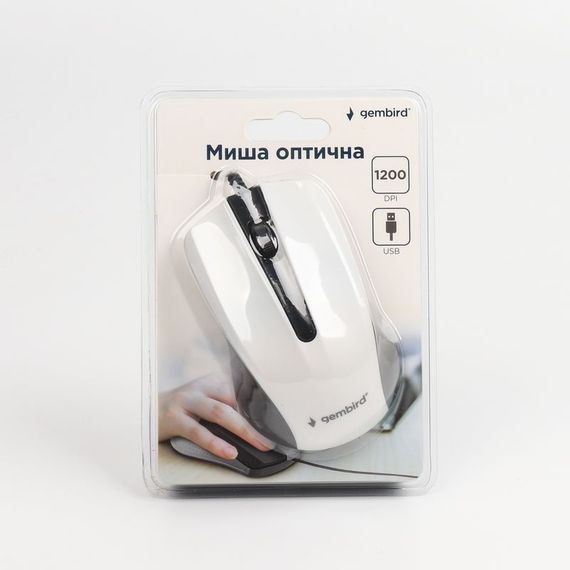 Оптична мишка Gembird MUS-101-W, USB интерфейс, білий колір | Зображення 2