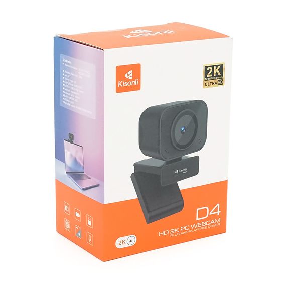 Вебкамера із мікрофоном Kisonli D4, 2K 30fps, пласт. корпус, Black, BOX | Зображення 3