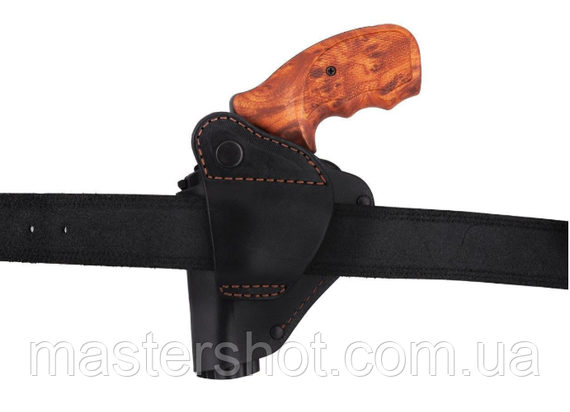Кобура Револьвер 25 поясная  скрытого внутрибрючного ношения формованная с клипсой кожа черная MS | Зображення 2