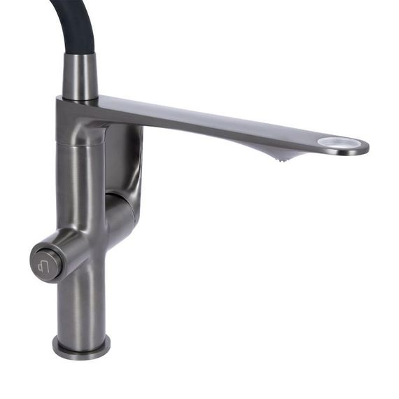 Змішувач для кухні Qtap Vlasta New з гнучким виливом з підключенням для питної води QTVLA364GMB45649 Gunmetal Black PVD | Зображення 2