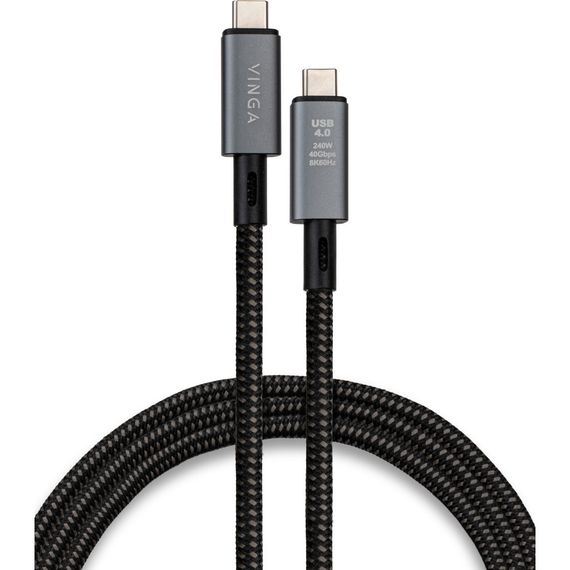 Дата кабель USB4 Type-C to Type-C 0.8m 240W 40GBps 8K60Hz Nylon Vinga (VCPDCU4)