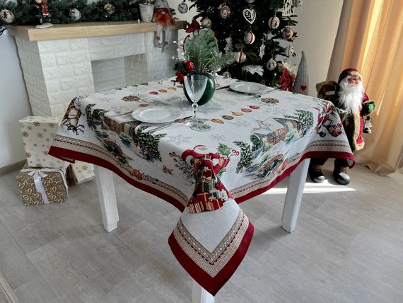 Скатертина гобеленова FROSTY Limaso, 137х280, Прямокутна, Новорічний, Срібний люрекс, 60% поліестер, 40% бавовна, Гобелен | Зображення 5