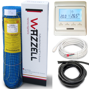 Комплект нагрівальний мат WAZZELL EASYHEAT 200 Вт  + програмований термостат. Тепла підлога під плитку