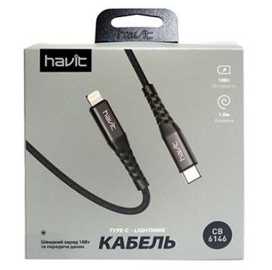 Кабель USB PD Lightning/Type-C Havit HV-CB6146 1м чорний