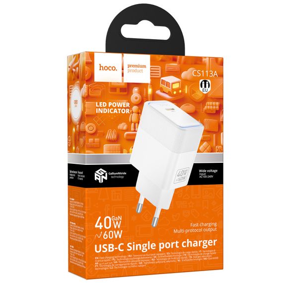 МЗП Hoco CS113A Lounge PD40W (1USB-C) White | Зображення 2