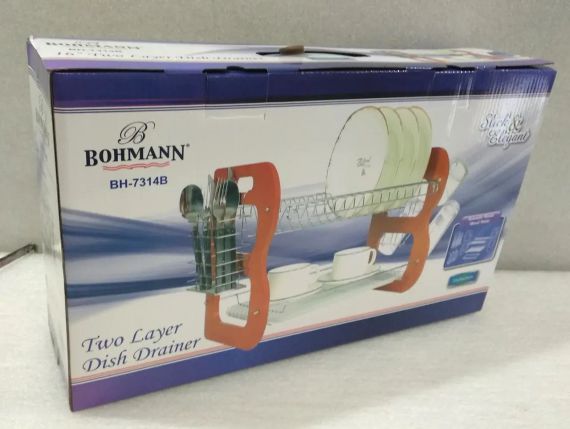 Сушарка для посуду Bohmann BH-7314B настільна 2-х ярусна з піддоном хромована | Зображення 2