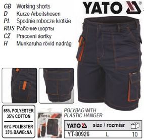 Шорты рабочие YATO Польша размер L 65%-полиэстер 35%-хлопок YT-80926