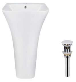 Комплект Qtap Crow: Раковина підлогова моноблок 445x420x840 мм White + Донний клапан PU02O (QT0511G315WN47321)