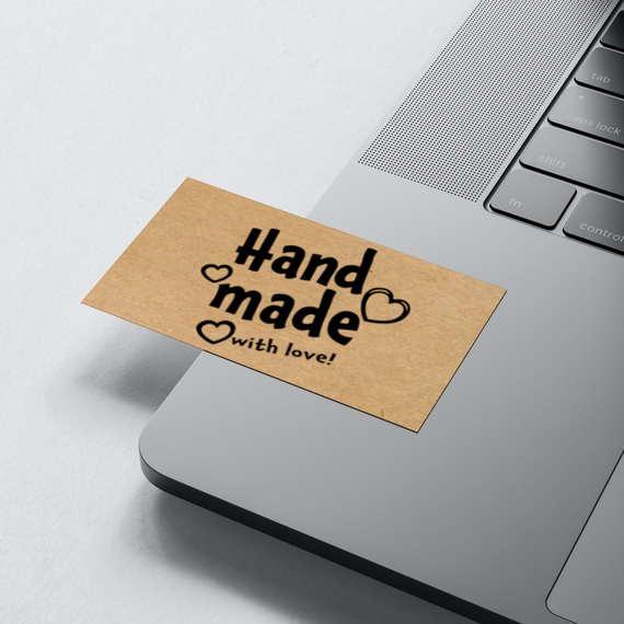 Крафт этикетка с печатью "Handmade 02" 40x25 мм, 250 шт/рулон, Viskom | Зображення 3