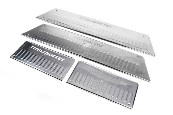 Накладки на внутрішні пороги Carmos (нерж) 3 двері, Multivan для Volkswagen T5 2010-2015 рр | Зображення 5