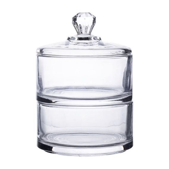 Цукерниця двоярусна скляна см з кришкою кругла кругла HP-YH-23