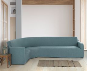 Жаккардовый чехол на угловой диван Kora без юбки Мятный