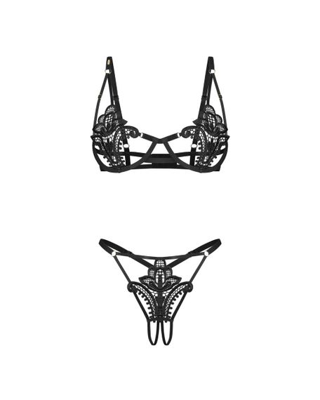 Комплект Obsessive Luise Sublim Black 2-pcs crotchless set L/XL Sex Aura | Зображення 4