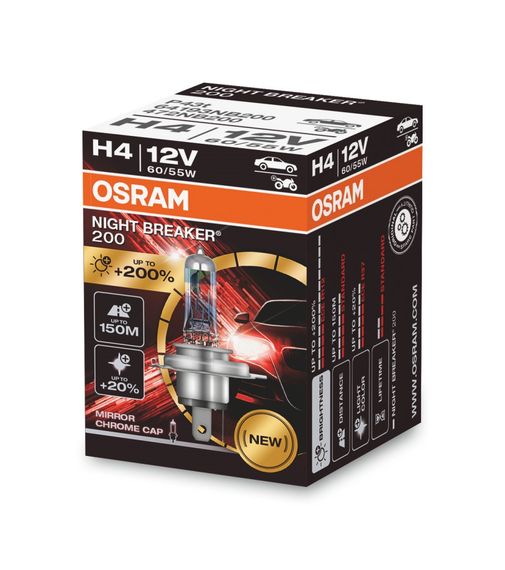 Галогеновая лампа OSRAM H4 64193NB200-FS Night Breaker +200% 60/55W 12V P43T (1 шт) | Зображення 2