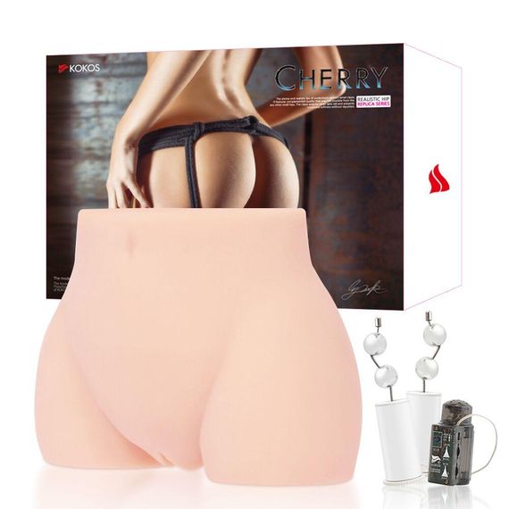 Мастурбатор-полуторс Kokos Cherry 2WayPlus с вибрацией и массажем, два входа: вагина и попка sexstyle | Зображення 7