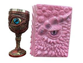 Подарунковий набір Келих 3D Око Blue і Блокнот 3D «Дракон Єдинорога»