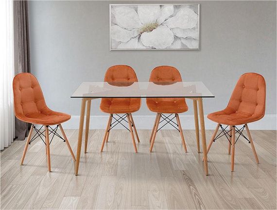 Стол прямоугольный стеклянный на металлически ножках Джангл Glass 120х80 см | Зображення 1