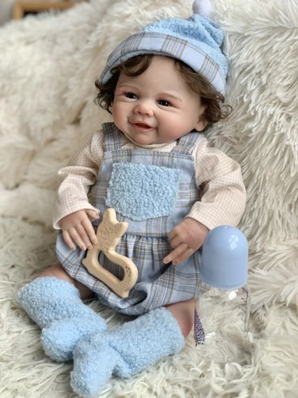 Коллекционная Силиконовая Кукла Реборн Анатомический Новорождённый Пупс Мальчик Марик с Волосами (Виниловая Кукла) 45 см | Зображення 1