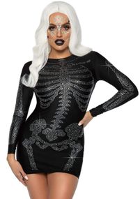 Міні-сукня Скелет зі стразами Leg Avenue Skeleton Rhinestone, чорна, M