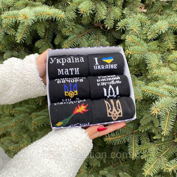 Новорічний подарунковий Бокс чоловічих патріотичних шкарпеток на 6 пар 40-45 р | Зображення 3