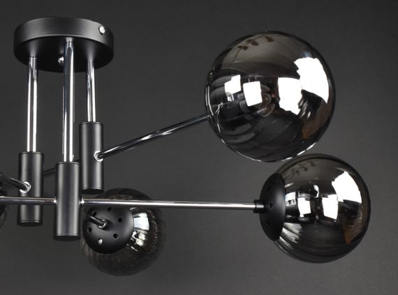 Люстра стельова на 6 лампочок 27761 Чорний 28х72х72 см. | Зображення 2