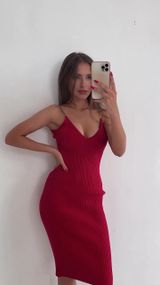 Сукня вязана з фурнітурою Червоний, M-L