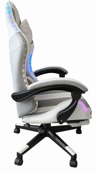 Геймерське крісло з підсвіткою та підставкою для ніг Bonro B-964 біле | Зображення 4