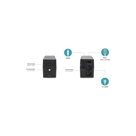 Пристрій безперебійного живлення Digitus 600VA DN-170063 (DN-170063) | Зображення 3