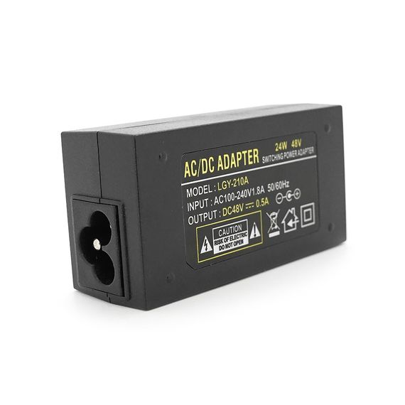 POE інжектор 48V 0.5A (24Вт) з портами Ethernet 10/100Мбіт/с, без кабелю живлення | Зображення 1