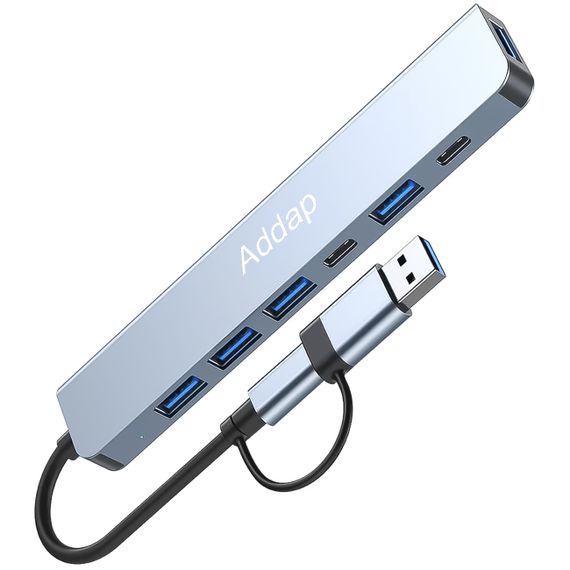 Мультифункциональный USB type-C хаб – разветвитель для ноутбука Addap MH-15D | Адаптер 7в1: USB 3.0 + USB 2.0 + SD + MicroSD + Type-C +  PD | Зображення 7