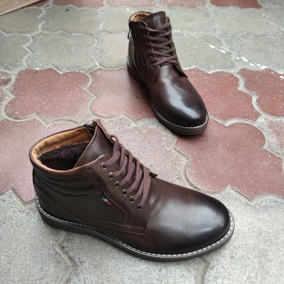 Шкіряні черевики коричневого кольору 43 розмір – на стопу 28,4 см | Зображення 1