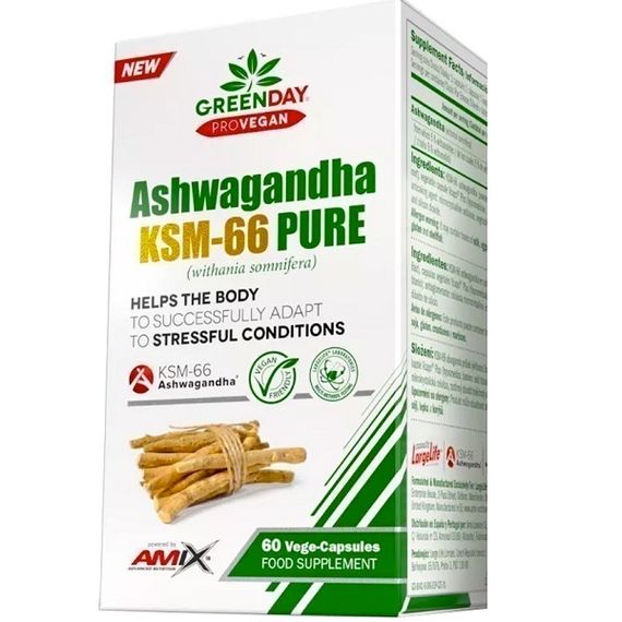 Ашфаганда для спорта Amix Nutrition GreenDay ProVegan Ashwagandha KSM-66 Pure 60 Veg Caps | Зображення 2