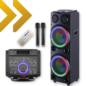 Акустическая система портативная XPRO HS-TD1020 с двумя микрофонами караоке(MER-15697_9455)