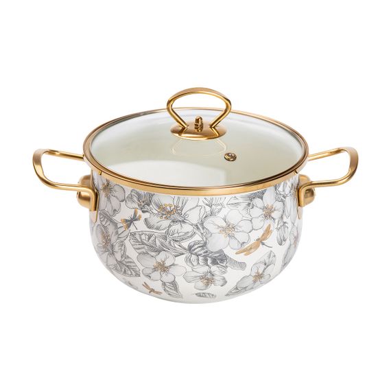 Эмалированная кастрюля объемом 3,5 л для газовых, электрических и индукционных плит HP-2-106