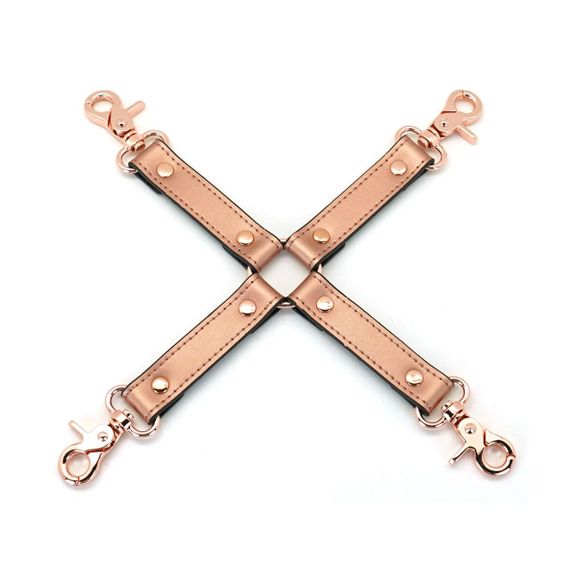 Хрестовина для фіксації Liebe Seele Rose Gold Memory Hog Tie, натуральна шкіра, рожеве золото Sex Aura