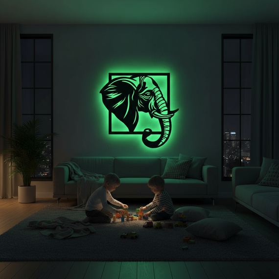 Панно декоративне картина на стіну Слон LED підсвітка 475х500 acr-p000169 | Зображення 7