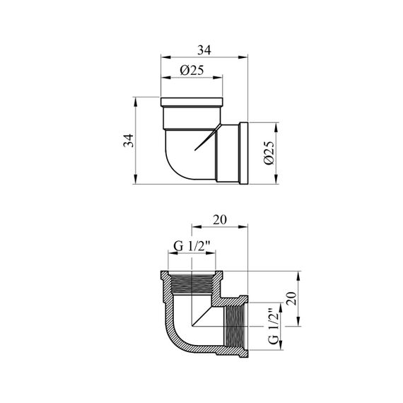 Кутник Karro 1/2" ВВ нікельований KR-3107 | Зображення 1