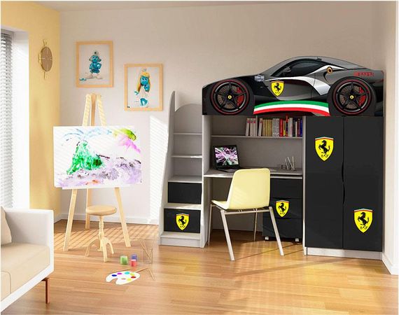Детская кровать-комната Bed-Room №1 Ferrari графит, спальное место 1700х800 мм | Зображення 2