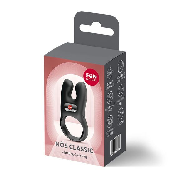 Ерекційне віброкільце з подвійною стимуляцією клітора Fun Factory NŌS CLASSIC Black, 2 мотори | Зображення 7