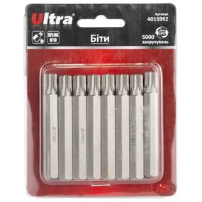 Набор бит Ultra Spline M10×75мм 10мм 8шт S2 (блистер) 4015992
