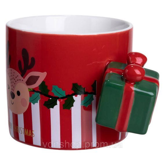 Чашка порцелянова новорічна Merry Christmas 400 (мл) Червона Yiwu FM-CS-49R | Зображення 2