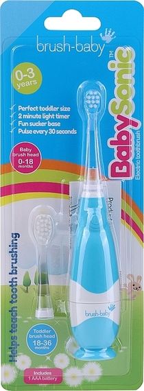 Дитяча електрична зубна щітка Brush-Baby BabySonic (від 0 до 3 років) Блакитна (BB BabySonic B)