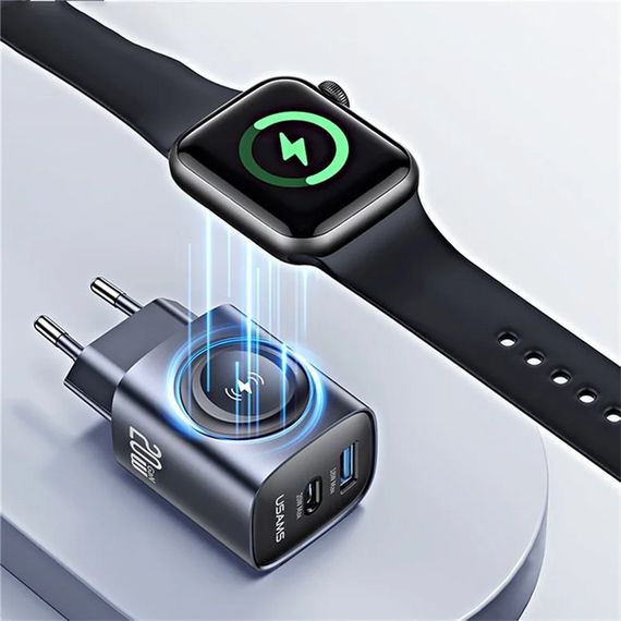 МЗП Usams US-CC293 T67 Multifunctional iWatch Charger 20W (1USB-A/1C) Tarnish | Зображення 3