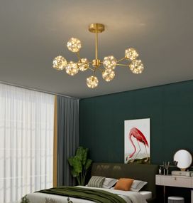 Люстра світлодіодна стельова LED світильник для квартири на стелю лед 26371 Латунь 42-72х110х110 см.