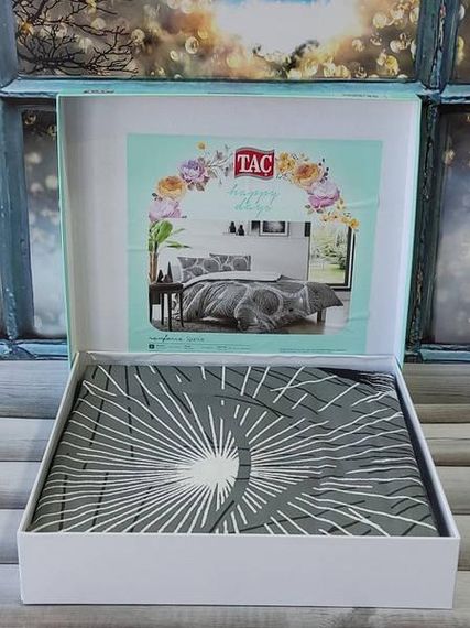 Постільна білизна Tac Sparkle Grey Ранфорс Євро розмір