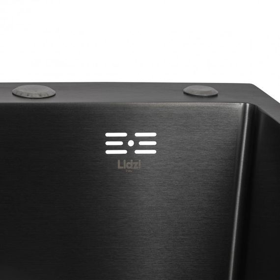 Мийка для кухні інтегрована Lidz Handmade H6350BL крило зліва (LDH6350BRUL45589) Brushed Black PVD 3,0/1,0 мм | Зображення 3