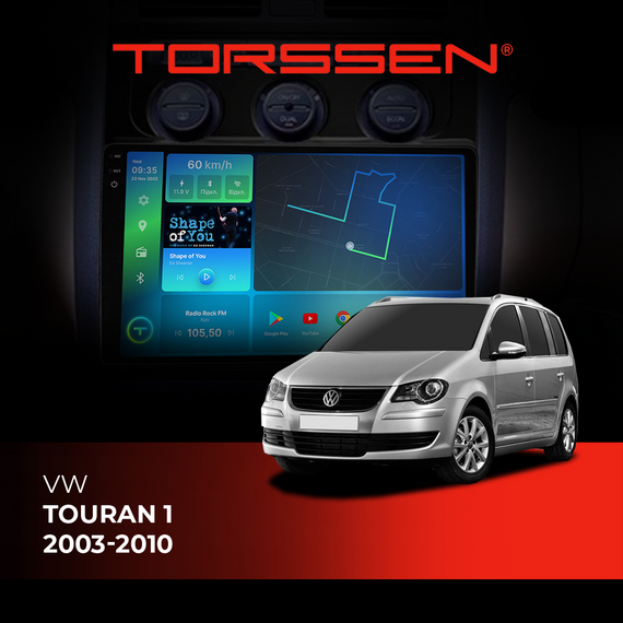 Штатна магнітола Torssen 2K VW Touran 1 (2003-2010) FL9 4+64Gb 4G Carplay DSP