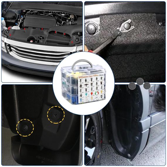 Набор автомобильных клипс 925 шт с органайзером, пластиковые зажимы для авто креплений обшивки дверей, бампера | Зображення 6