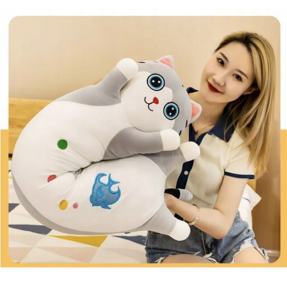 М'яка плюшева іграшка Кішка-обіймашка 100 см, затишна та комфортна іграшка плюшева сіра кішечка | Зображення 6