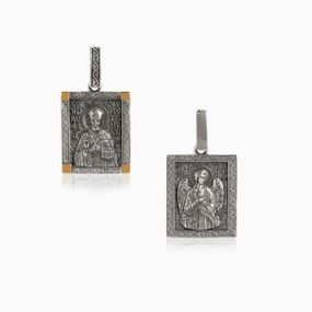 Ладанка срібна з золотими вставками Святий Миколай Artsriblo арт186п
